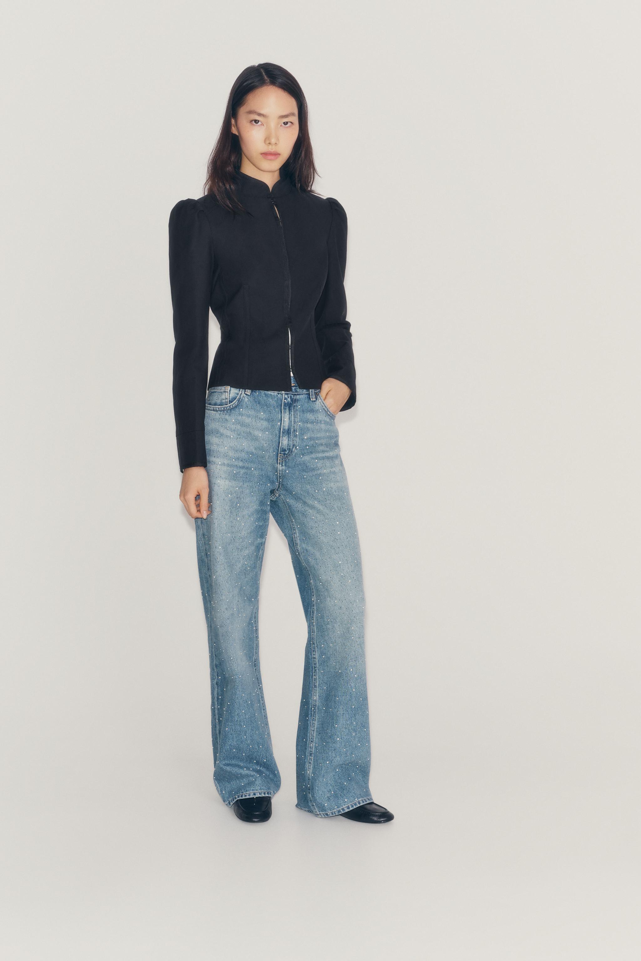 JEANS ZW COLLECTION WIDE LEG BRILLANTS TAILLE MOYENNE